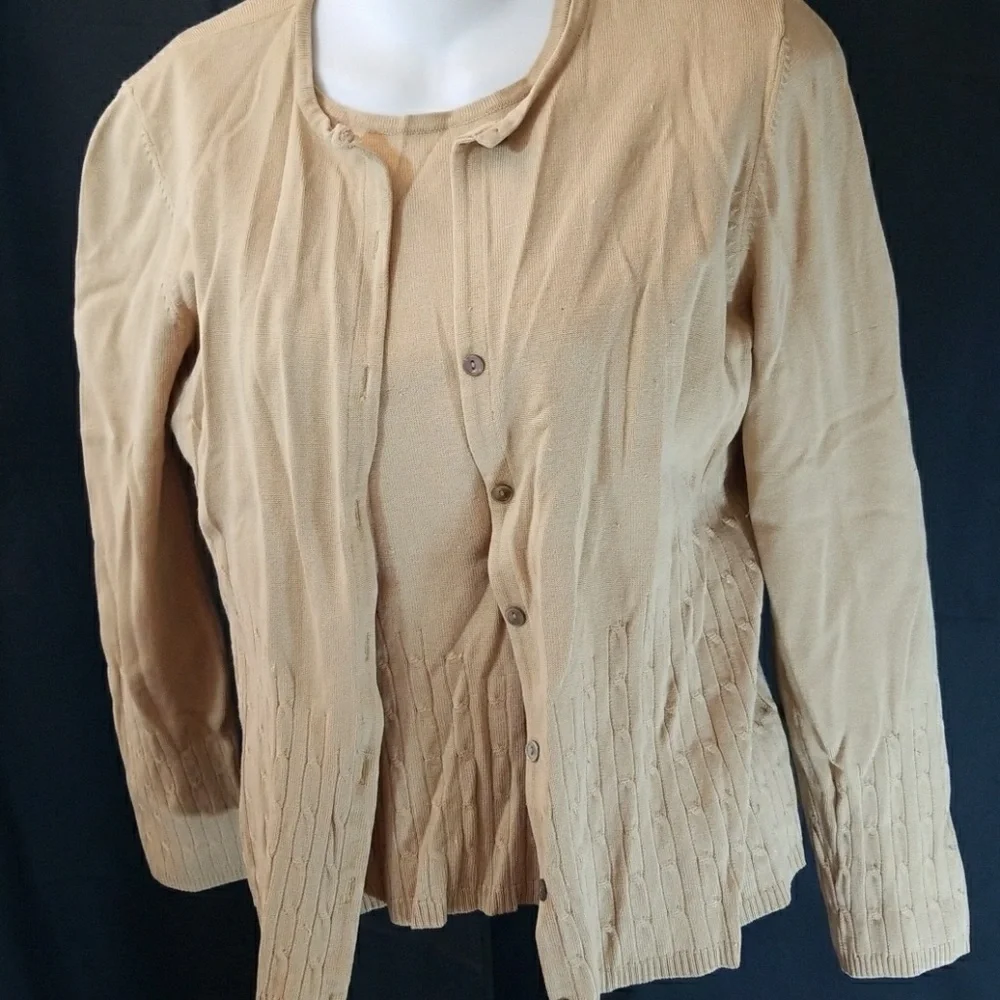 Caslon sleeveless tank blouse matching cardigan M - Picture 2 of 6
